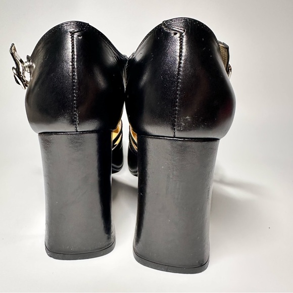 Black Leather Platform Mary Jane Pumps Chunky Block 3.5” Heel 24.5 cm /US 7- 7.5 - Picture 7 of 12